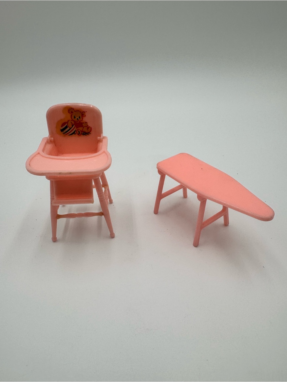 Renwal Dollhouse Pink Doll High Chair and Ironing Board Set for Kids
